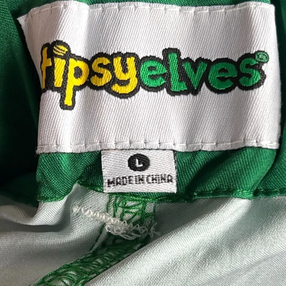 Tipsy Elves Shorts‎ Mens L Green Rainbow Parade Belt Loops Pride Colorful Clouds